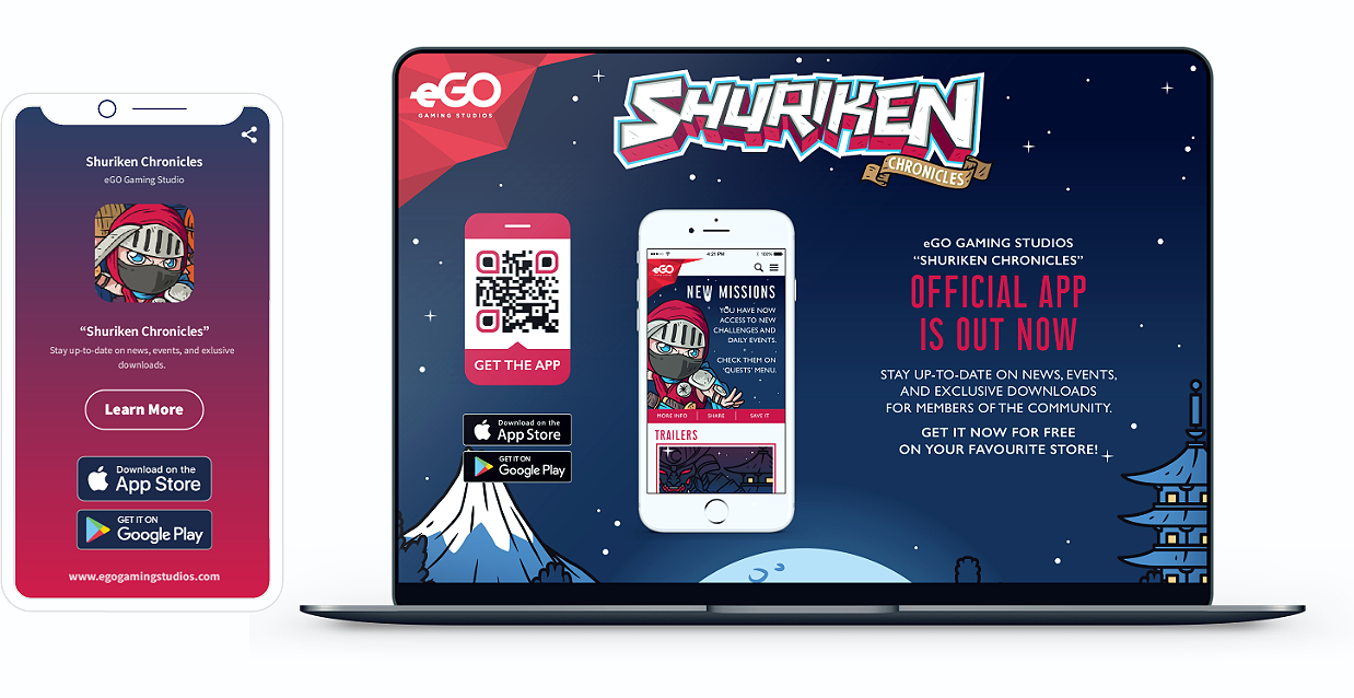 QR Code idea on a website that promotes app installation on mobile app stores