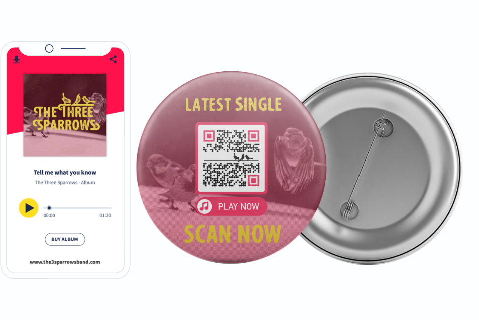 QR Code idea on merchandise with a built-in MP3 player