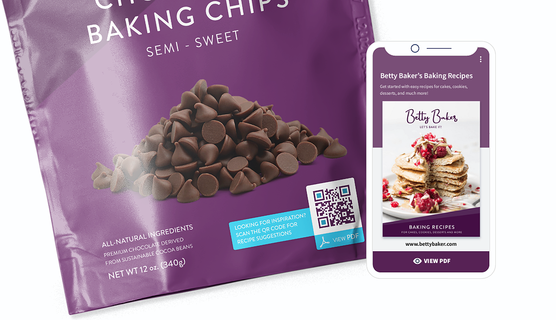 QR Code idea on consumer goods packaging with a landing page that contains a downloadable PDF file